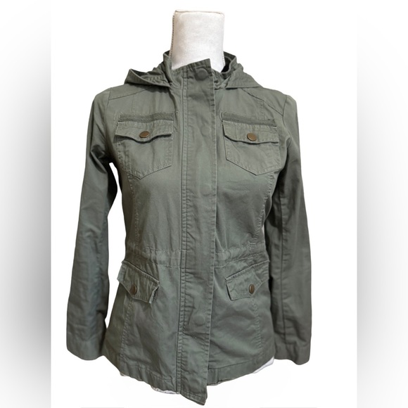 Girls Full Tilt Olive Utility Jacket with Hood - Picture 2 of 5